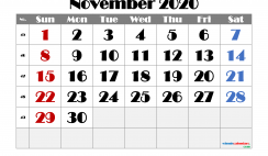 Calendar November 2020 Free Printable