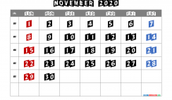 Printable November 2020 Calendar Free