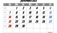 Calendar November 2021 Free Printable
