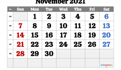 Printable November 2021 Calendar PDF