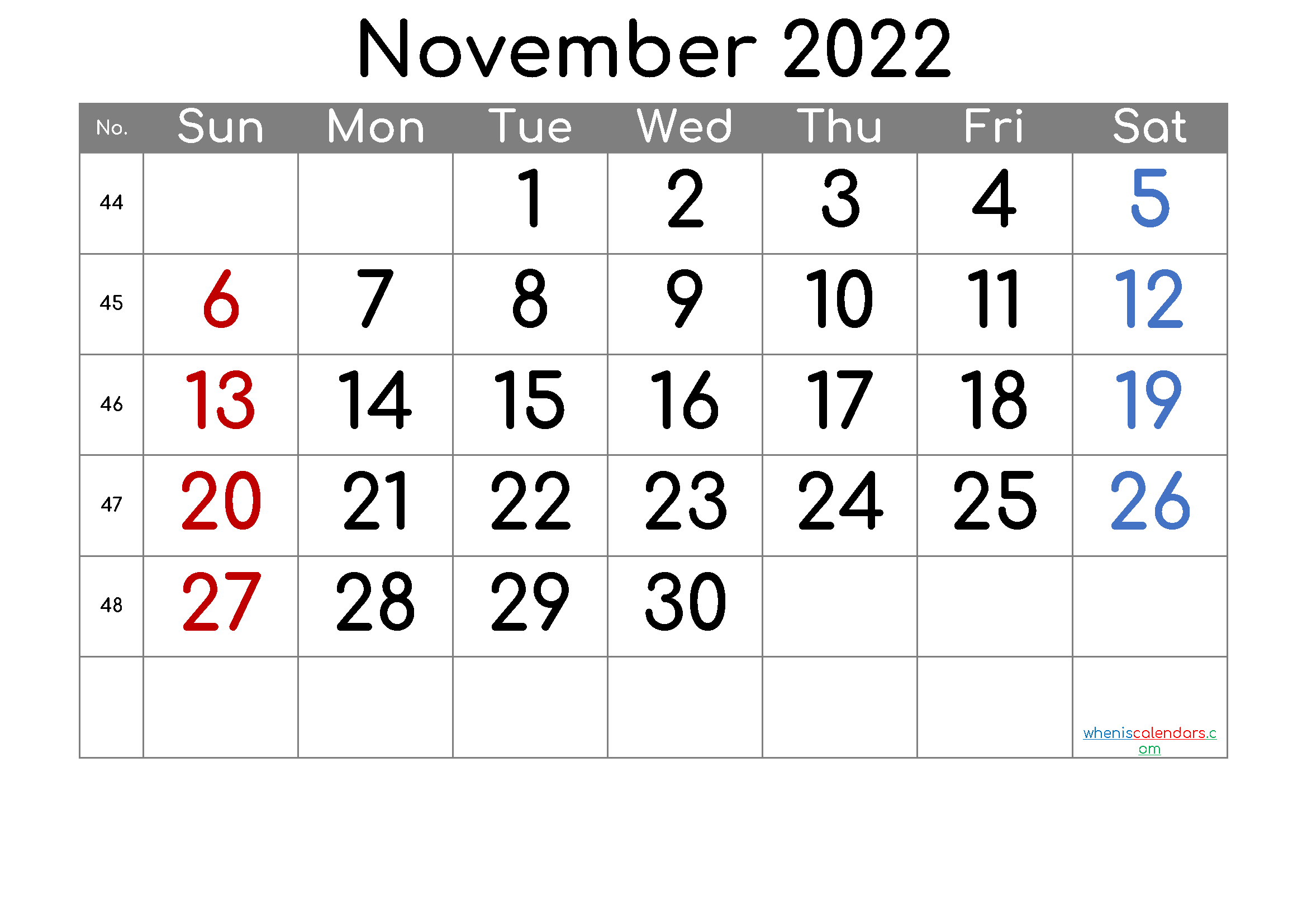 Cute November 2022 Calendar
