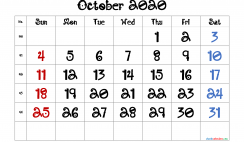 Printable October 2020 Calendar Free