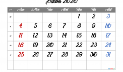 October 2020 Calendar Printable Free