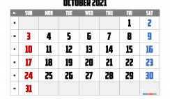 Printable October 2021 Calendar PDF