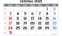 Calendar October 2021 Free Printable