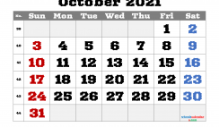 Free Editable October 2021 Calendar