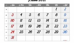 Editable October 2021 Calendar