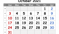 Printable October 2021 Calendar Free