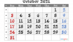 Free Calendar October 2021 Printable