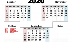 Printable October November December 2020 Calendar