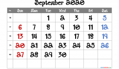 Free Editable September 2020 Calendar