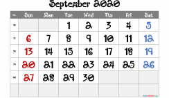 Editable September 2020 Calendar