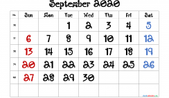Printable September 2020 Calendar Free