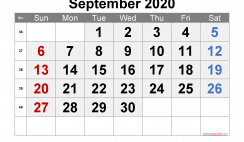Free Calendar September 2020 Printable