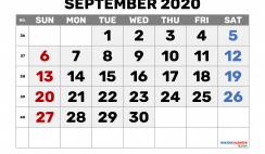 Printable September 2020 Calendar Free