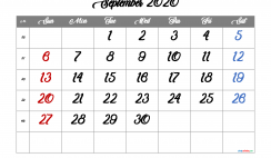 September 2020 Calendar Printable Free