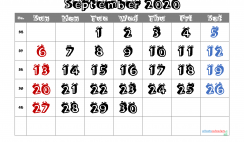 Editable September 2020 Calendar