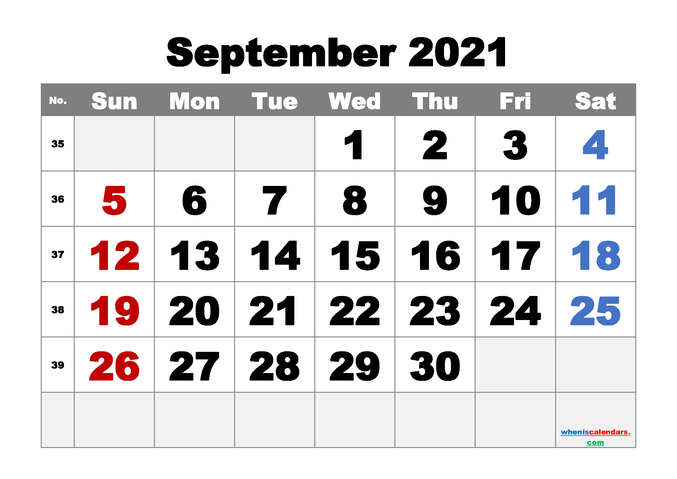 Printable September 2021 Calendar Free | Template ...