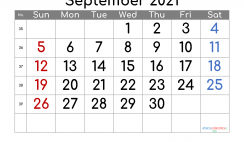 Calendar September 2021 Free Printable