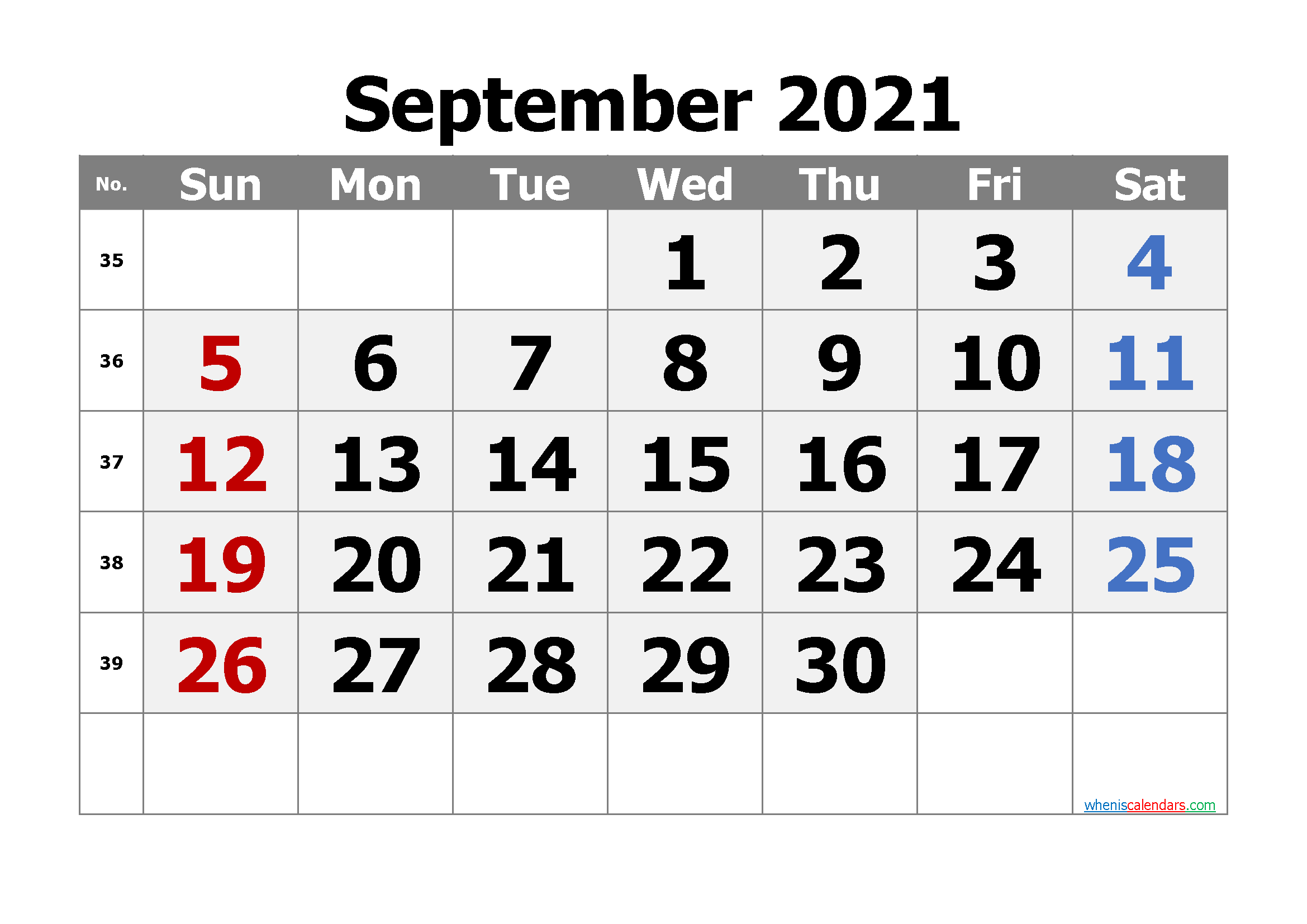 Editable September 2021 Calendar