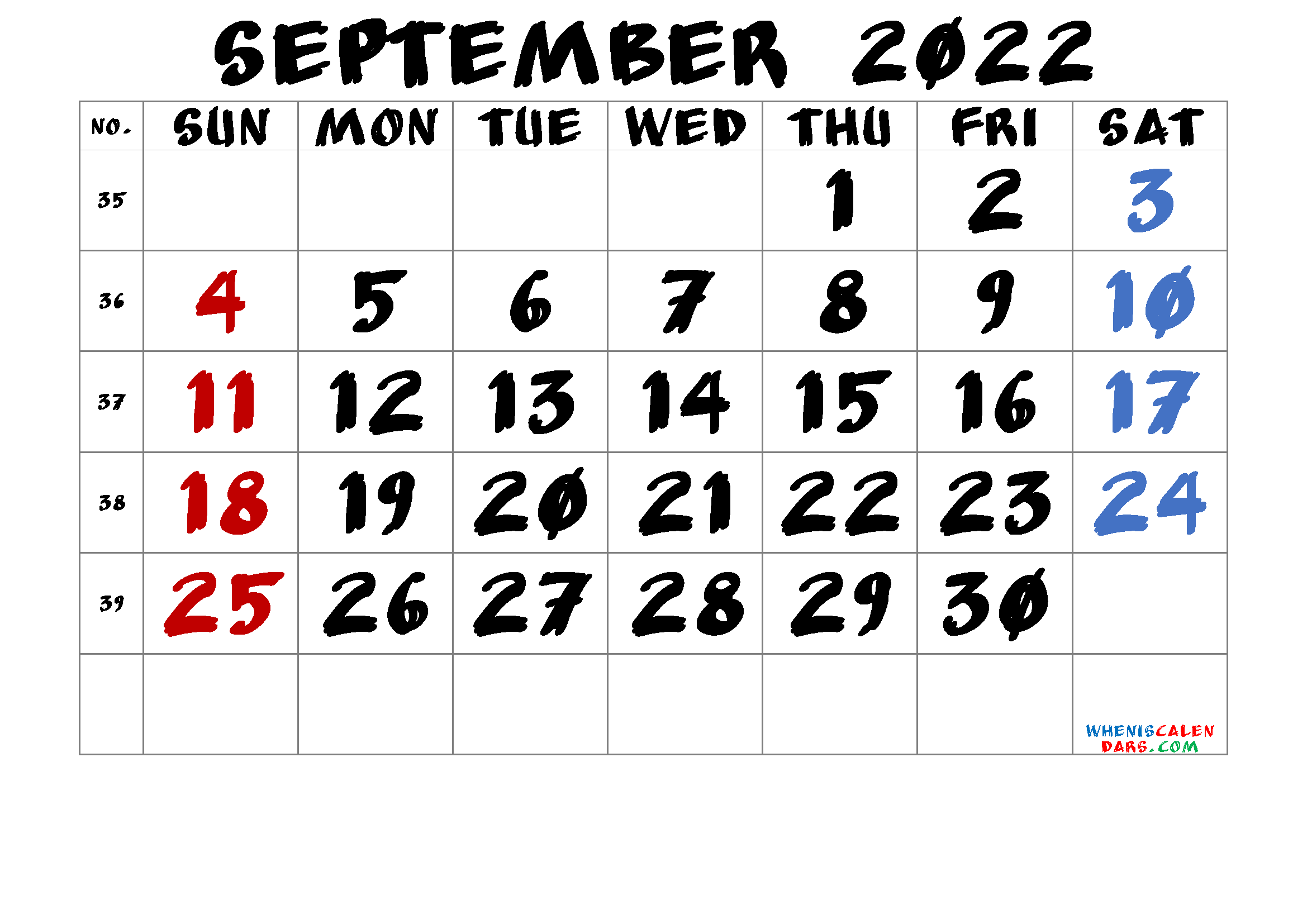 Free Cute September 2022 Calendar