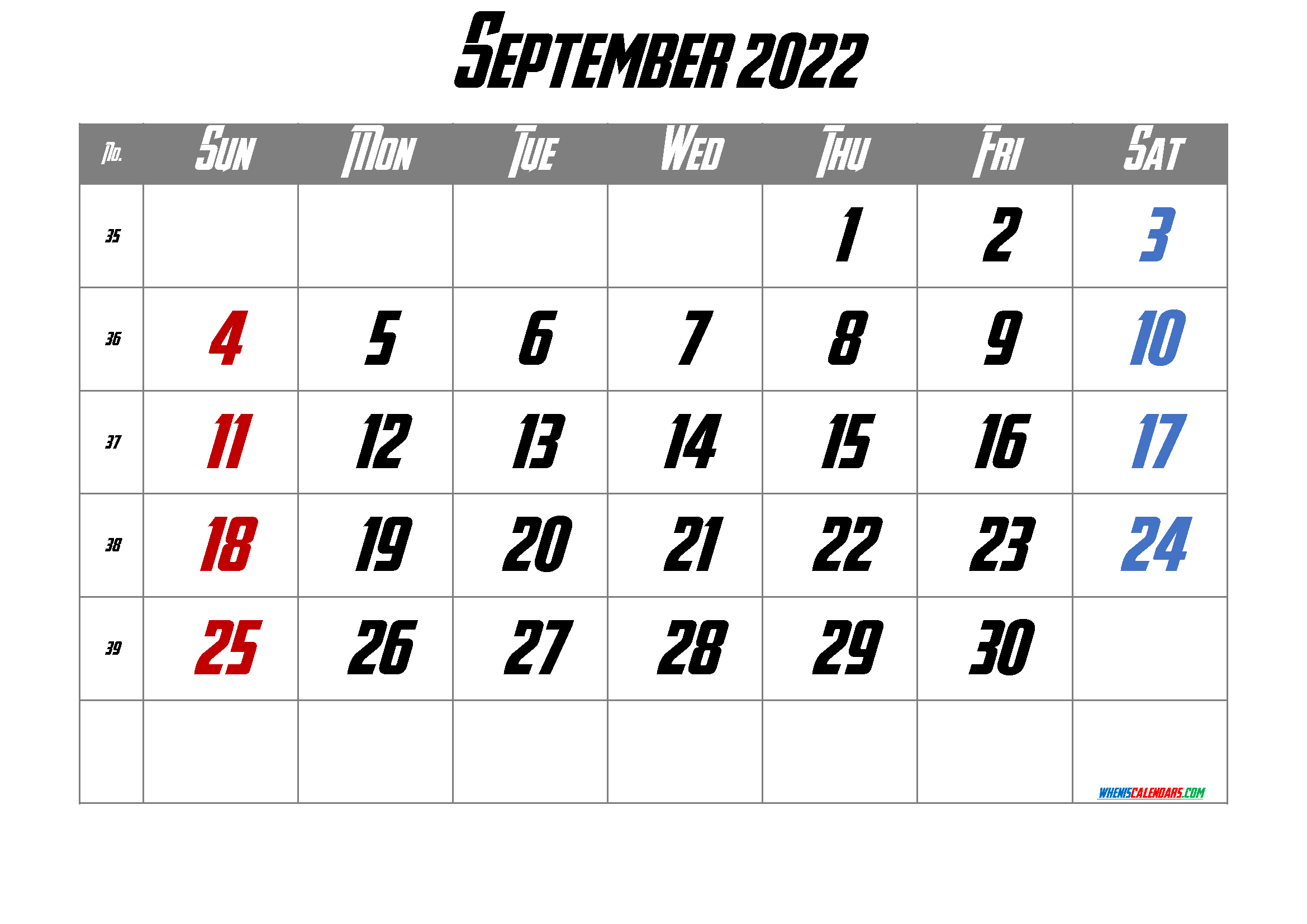 September 2022 Calendar with Holidays