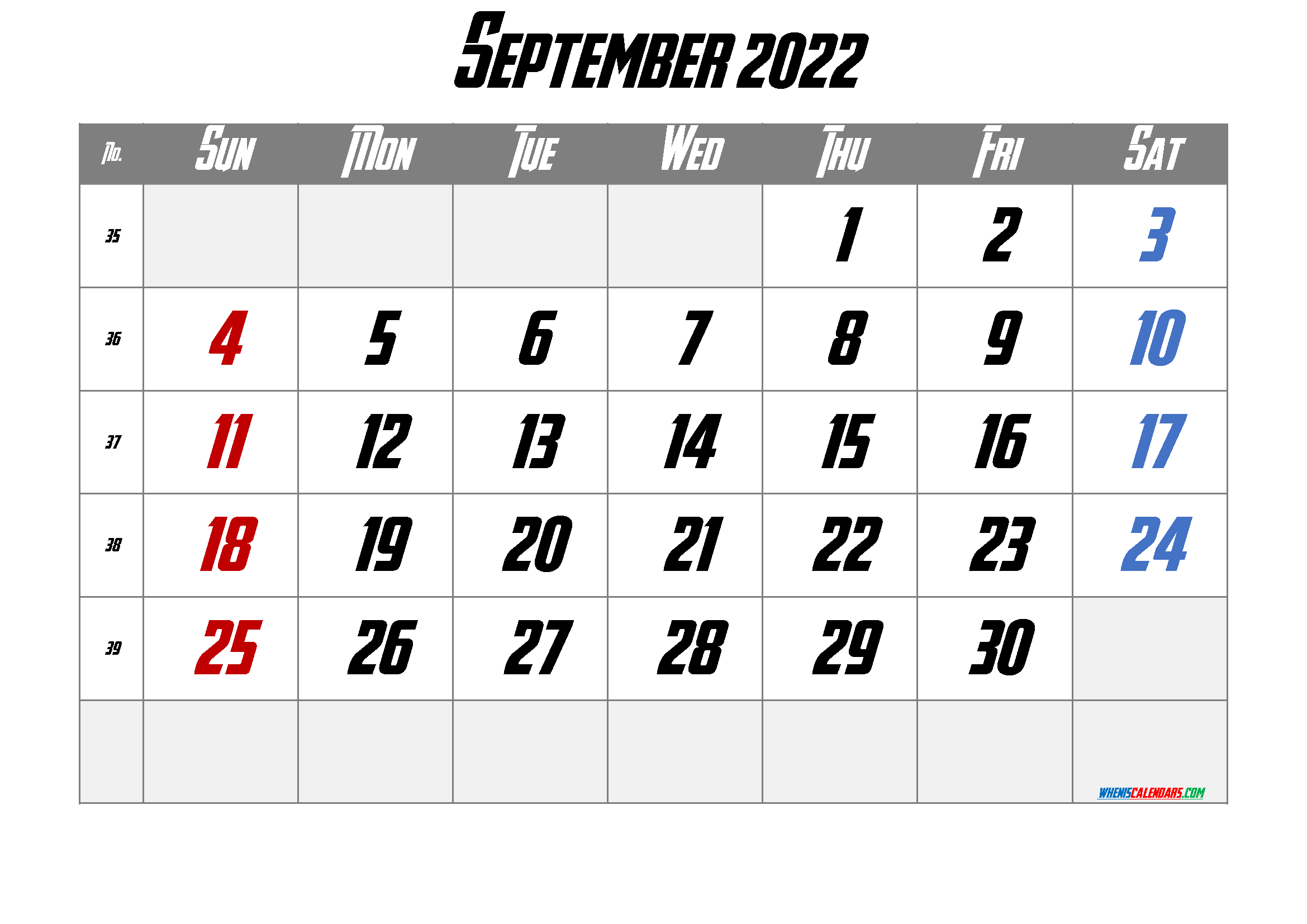 Printable September 2022 Calendar Free