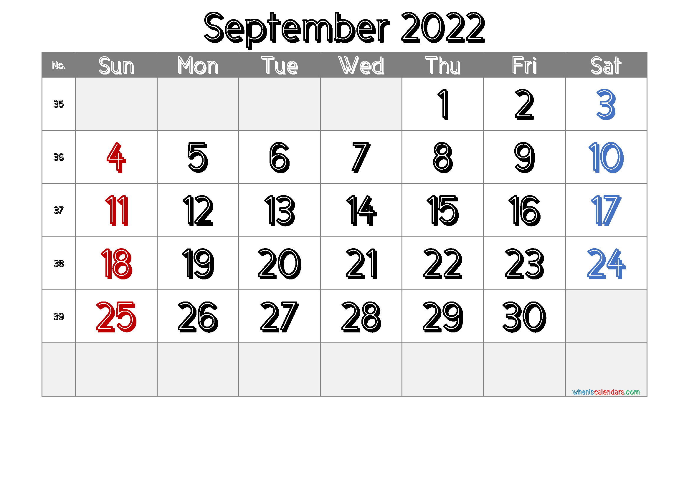 Free Cute September 2022 Calendar
