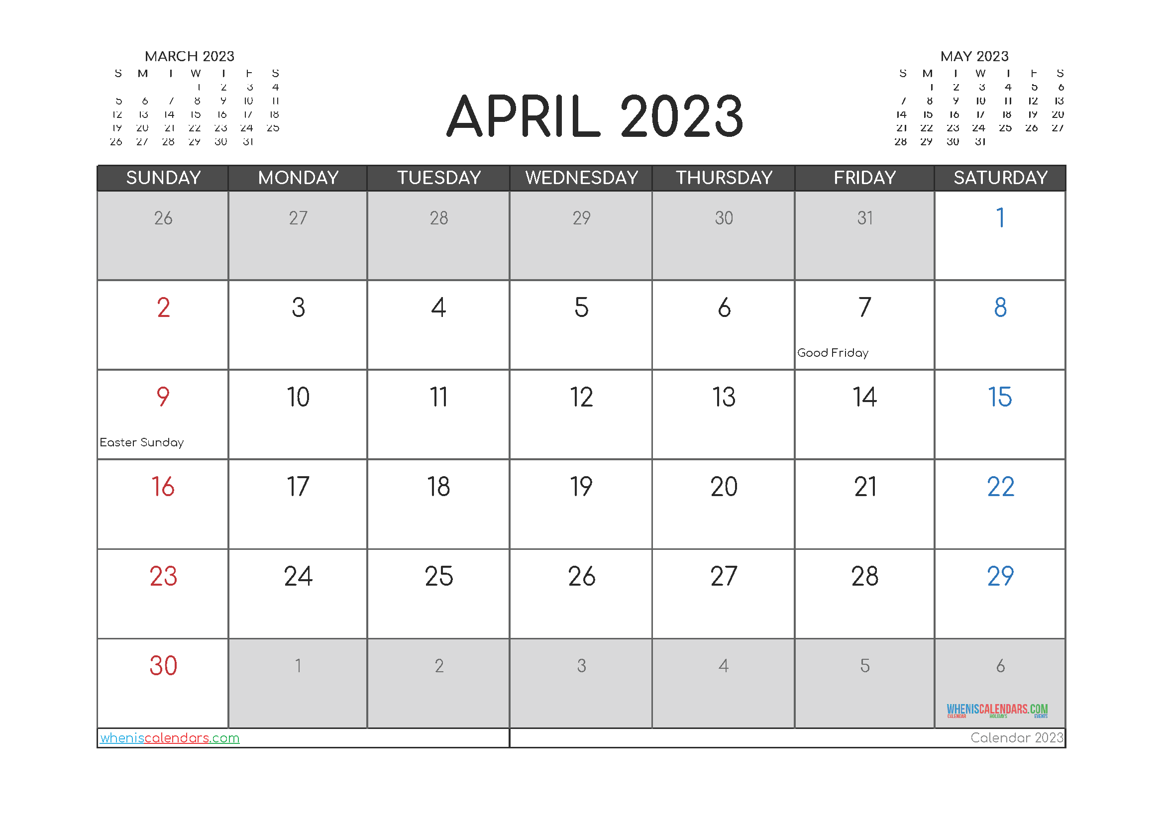 Editable Printable April 2023 Calendar
