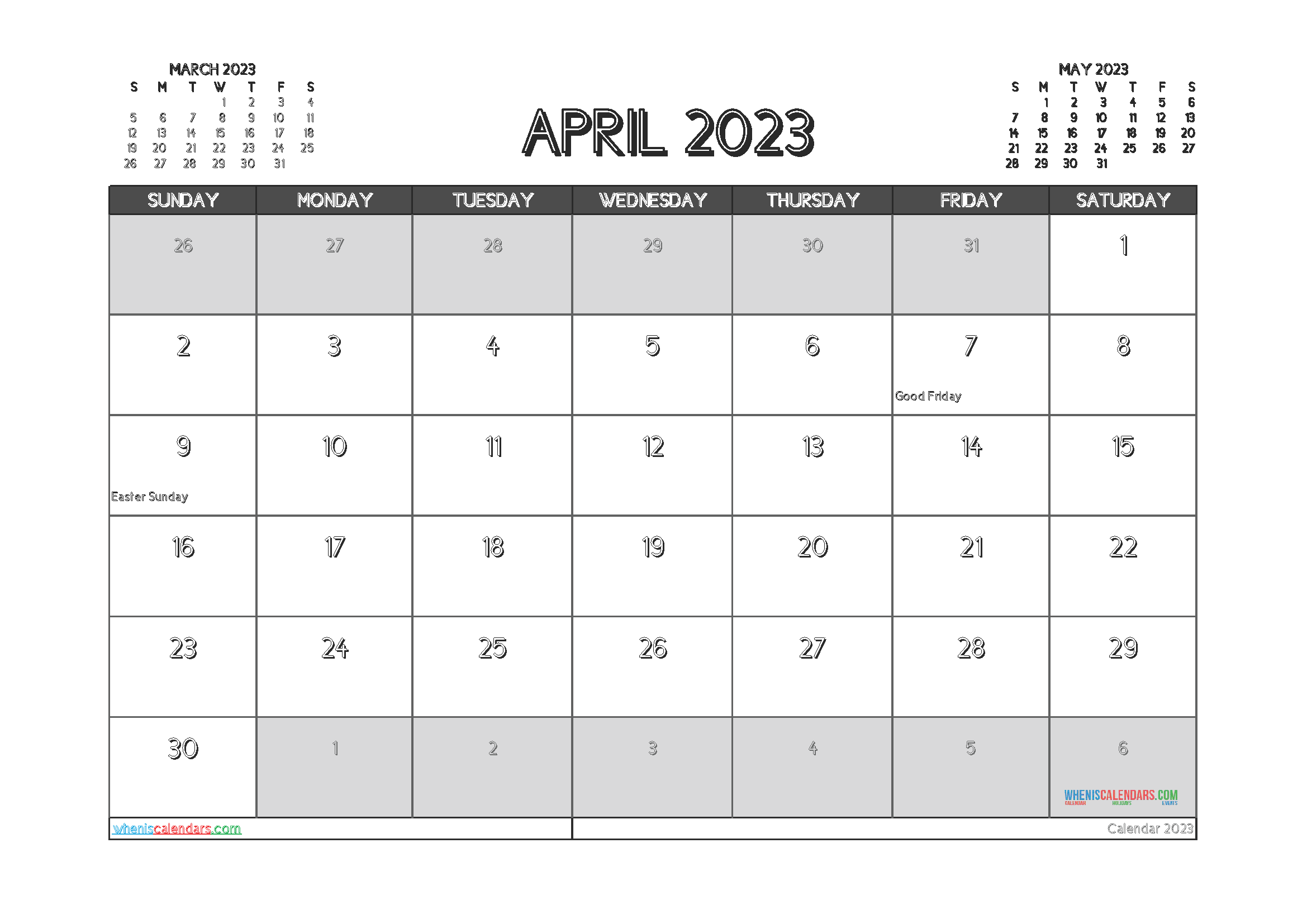 Editable April 2023 Calendar Printable Calendar 2023