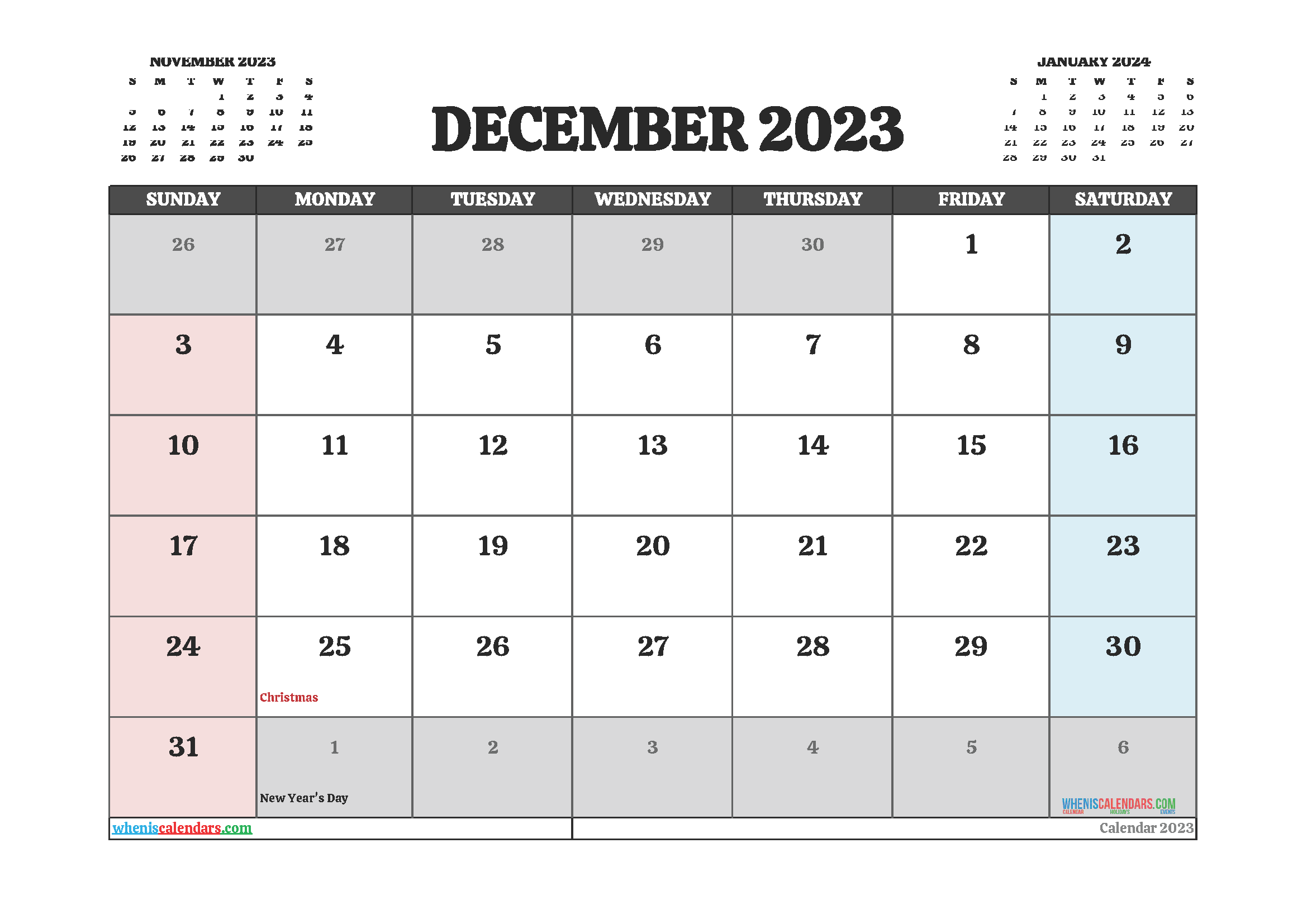 Editable Printable December 2023 Calendar