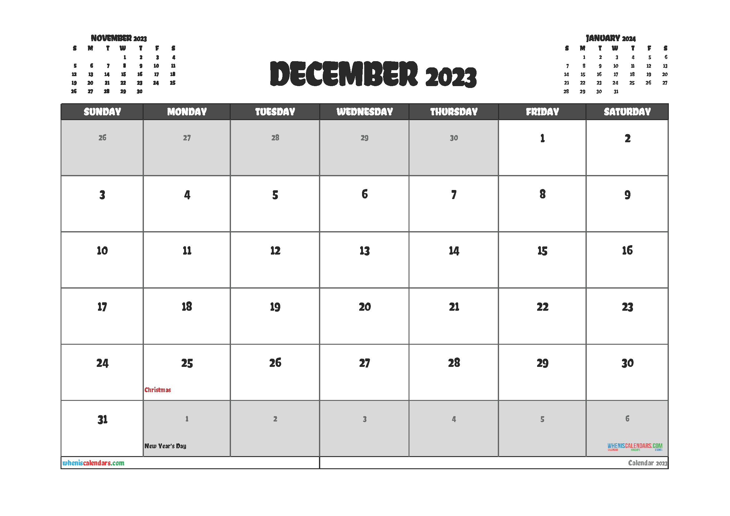 Editable Printable December 2023 Calendar