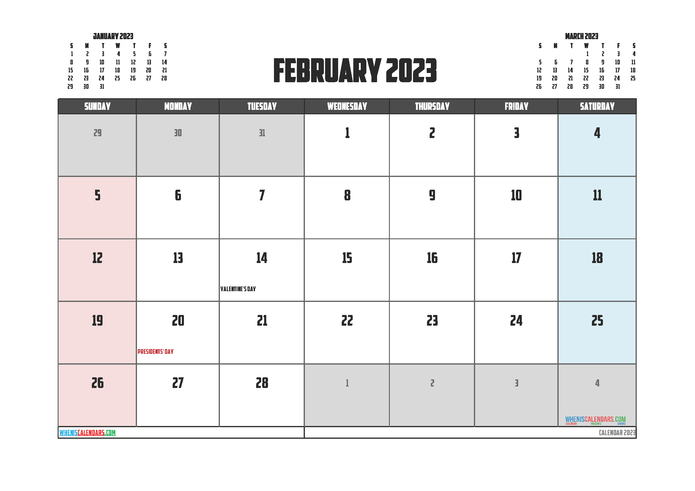 Printable February 2023 Calendar Free