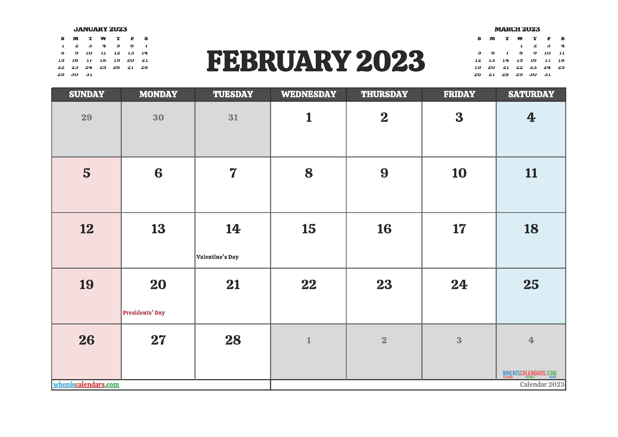 Editable Printable February 2023 Calendar