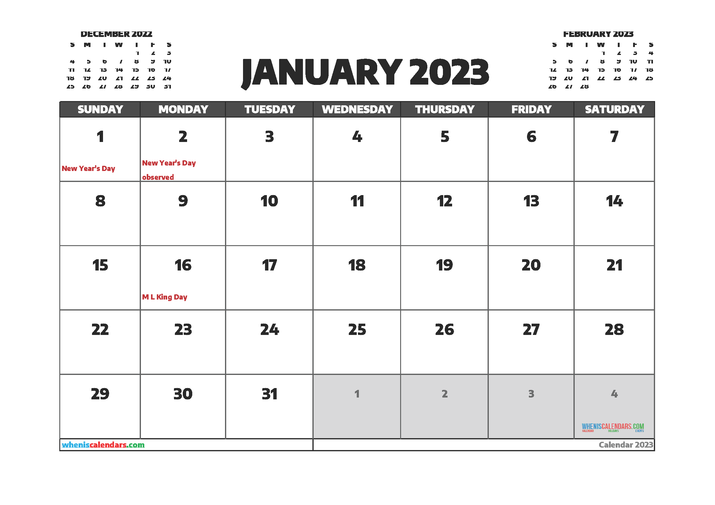 Printable January 2022 Calendar With Holidays Calendar Of National Days