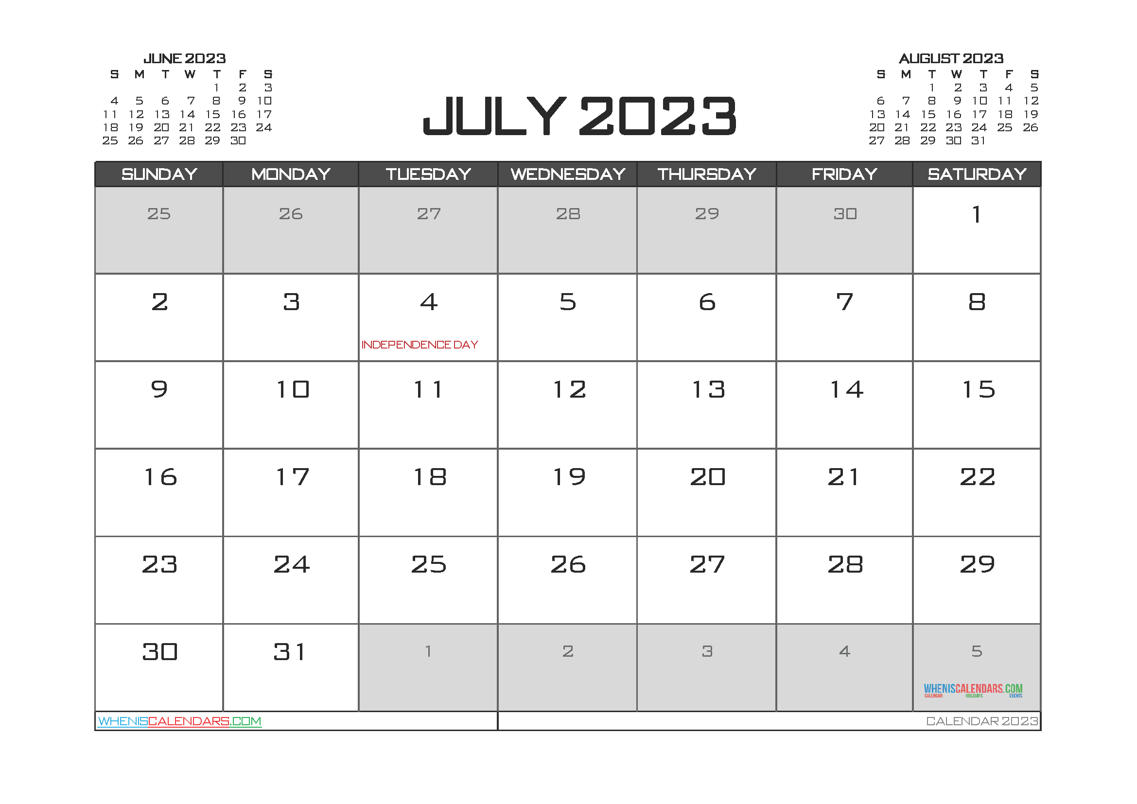 Editable Printable July 2023 Calendar
