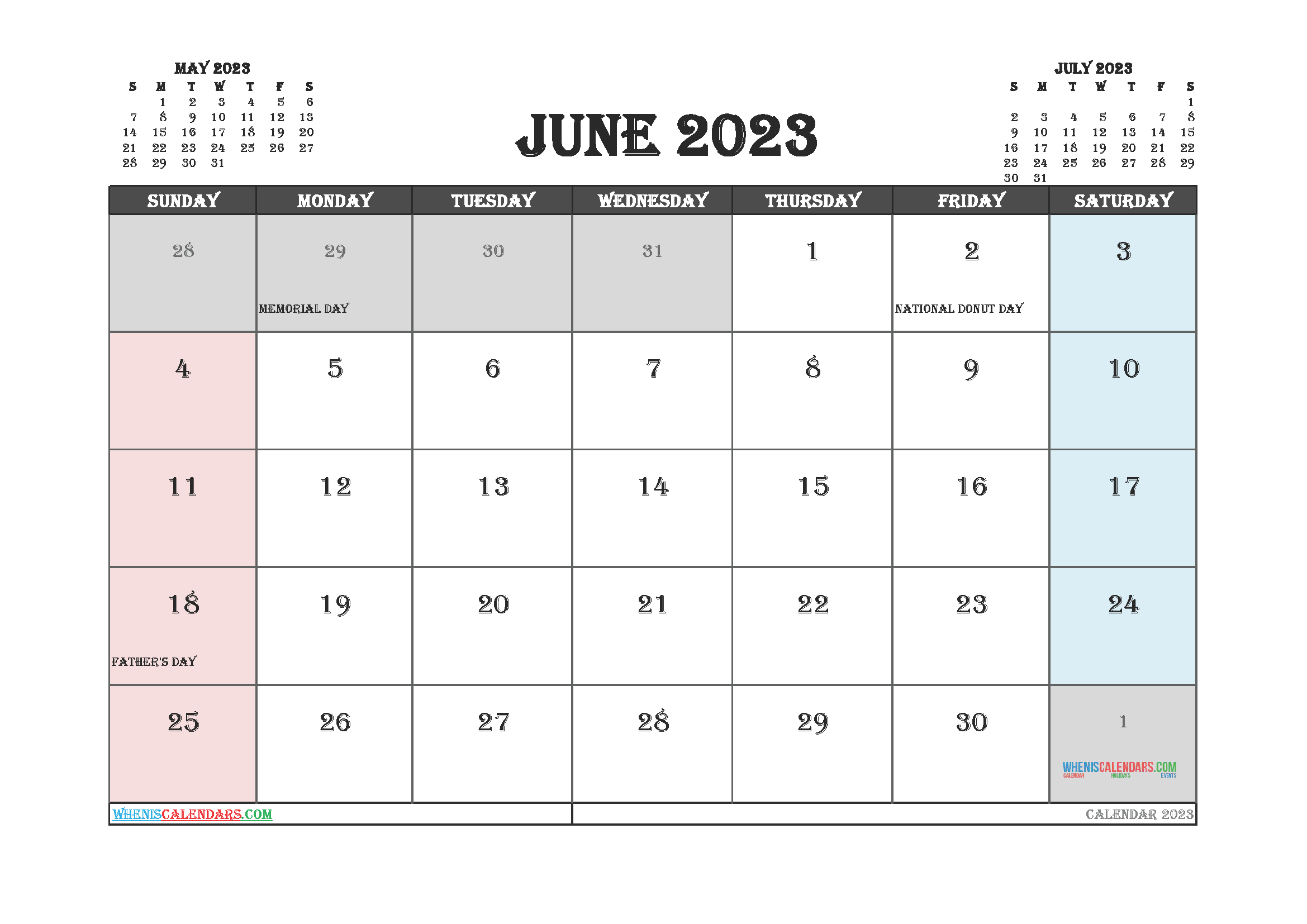 Free June 2023 Calendar PDF