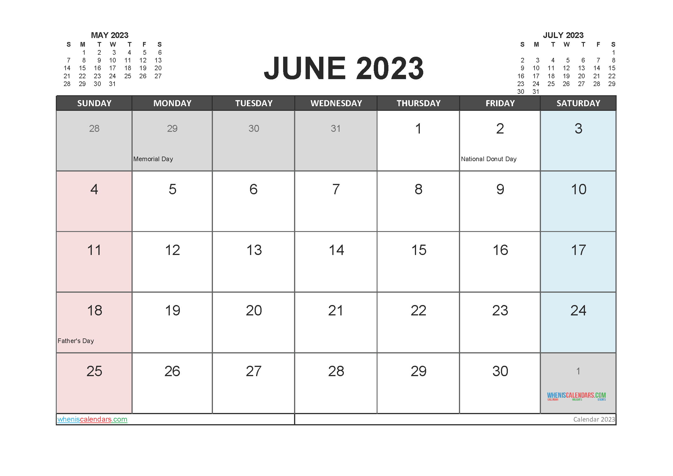 Free Printable Calendar 2023 June