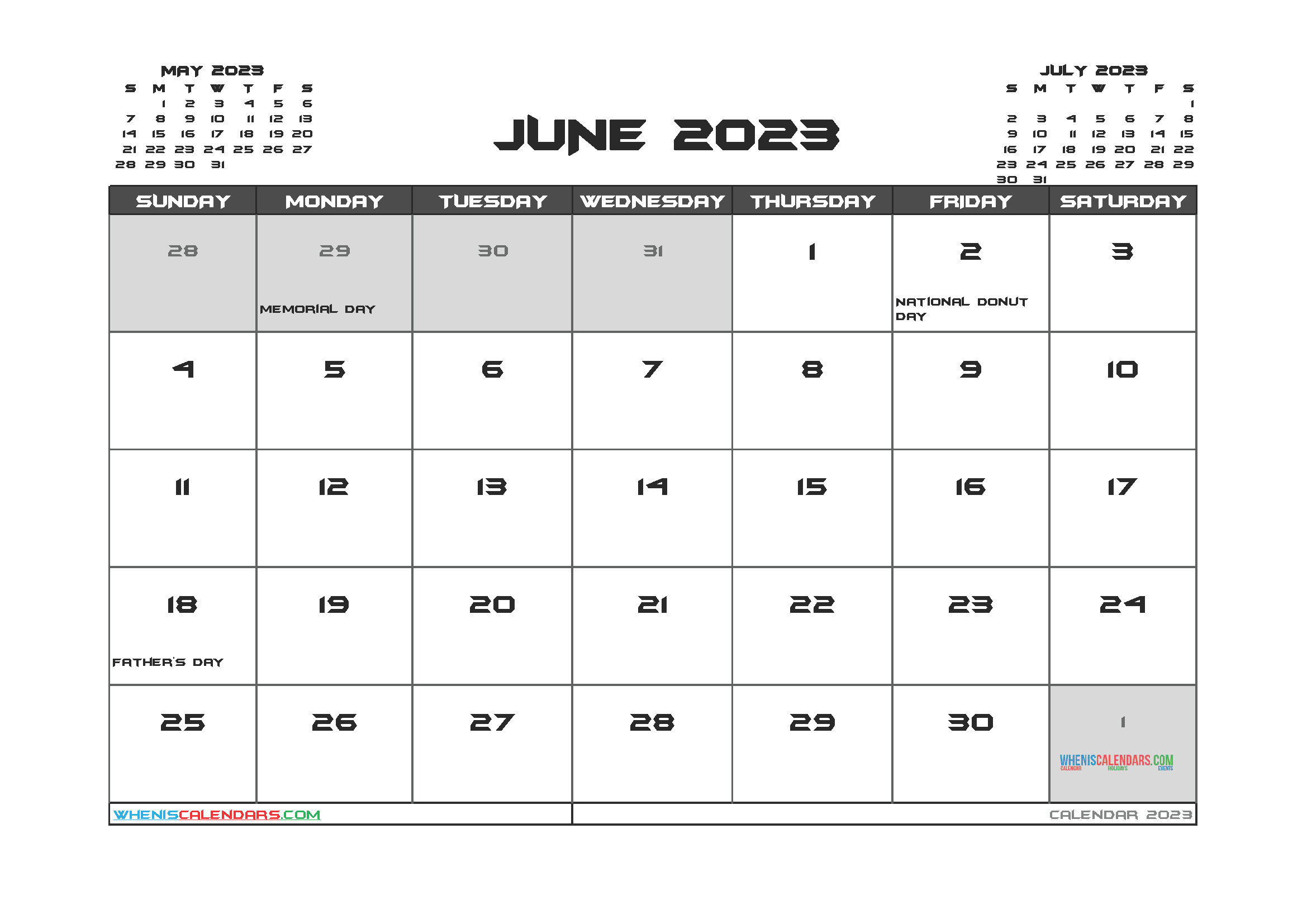 Editable June 2023 Calendar Printable