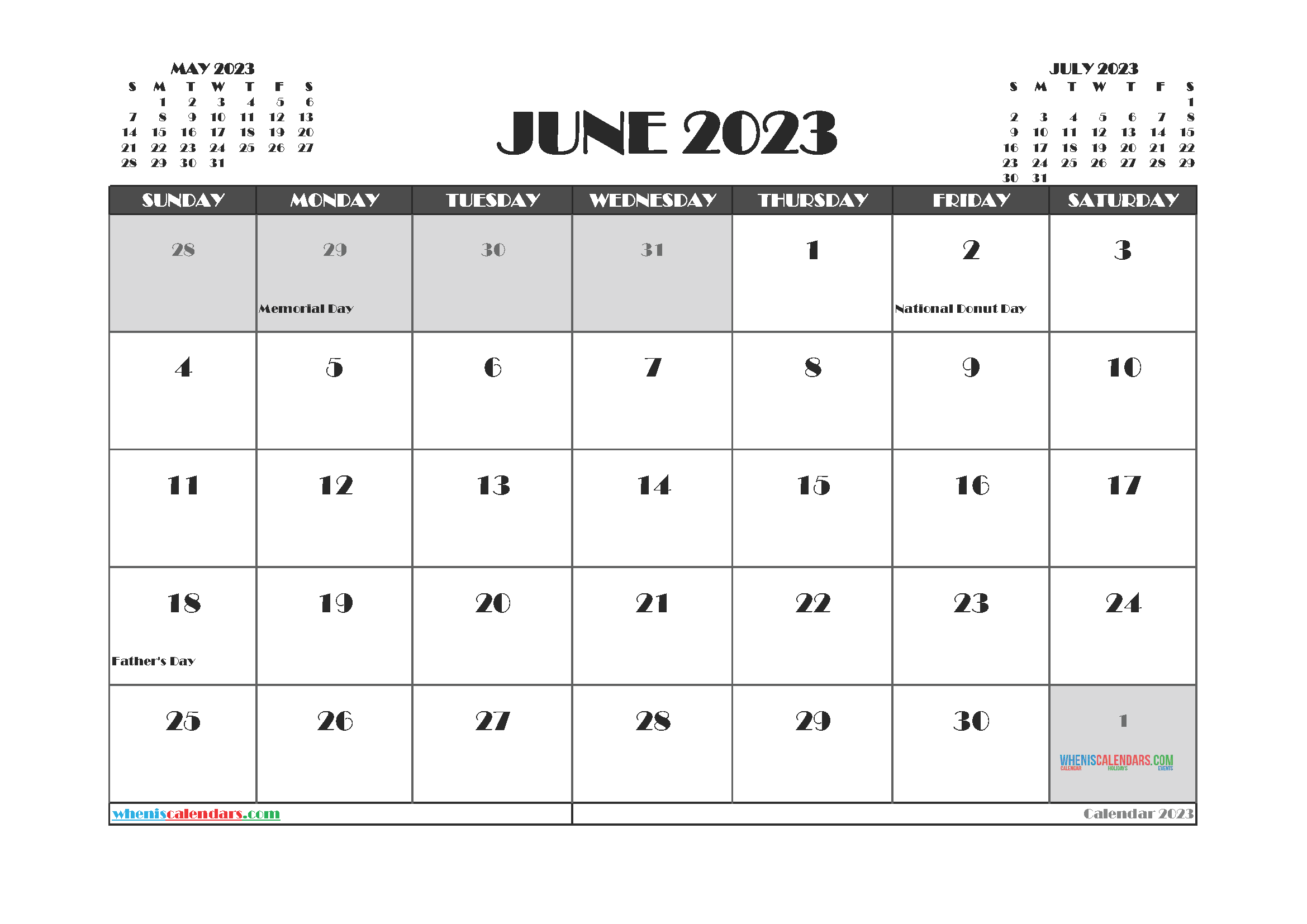 Free Printable Calendar 2023 June