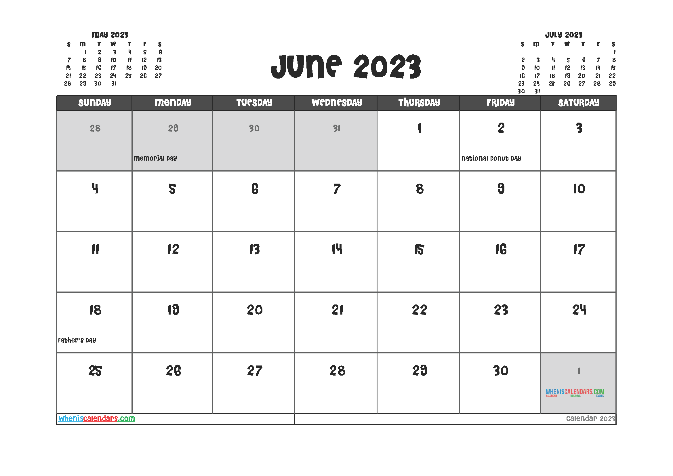 Free Editable June 2023 Calendar