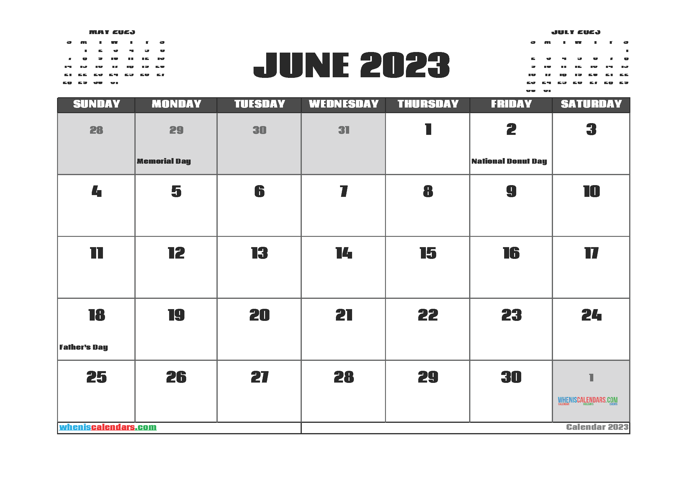 Cute June 2023 Calendar (PDF And Image)
