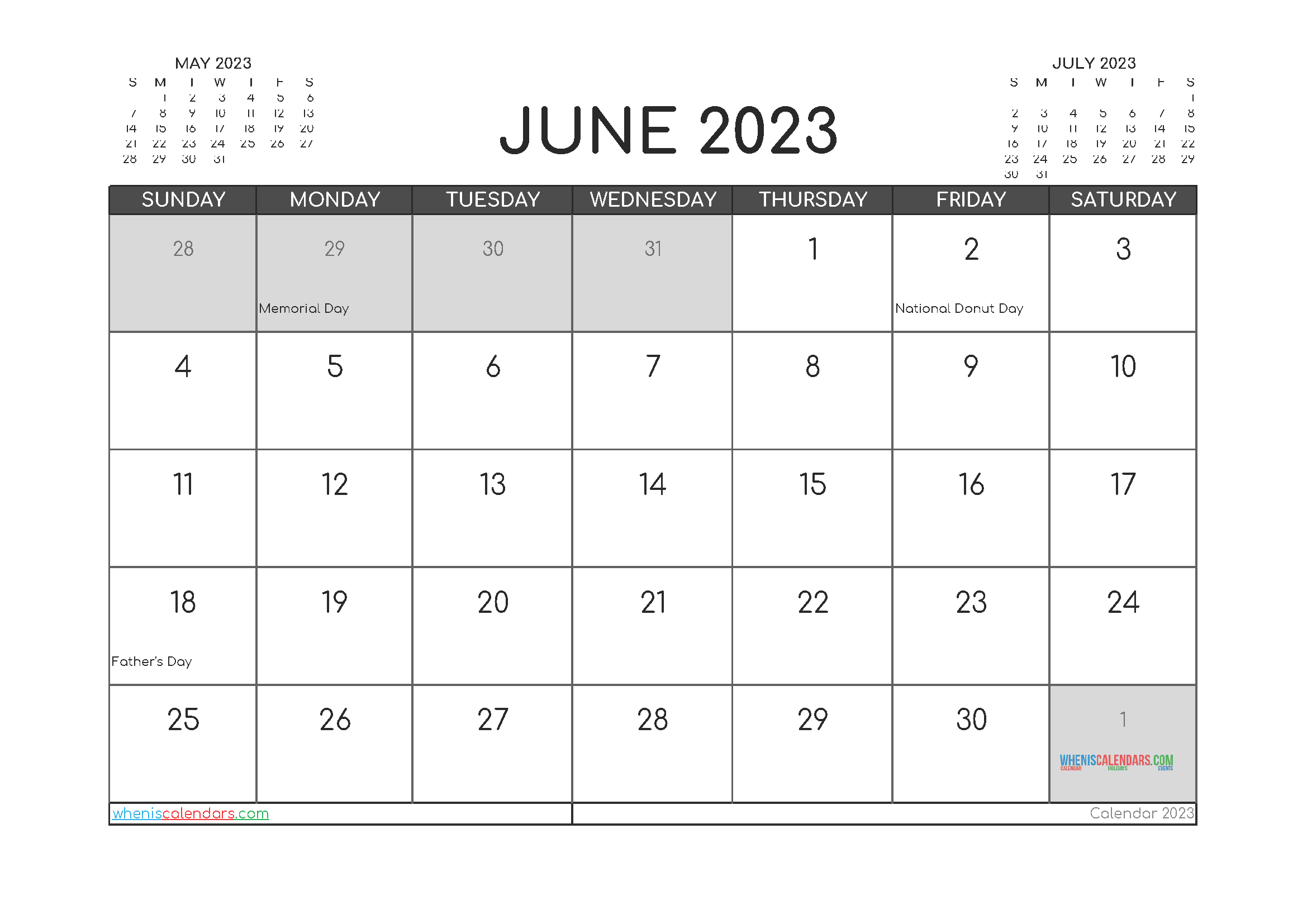 Free Printable June 2023 Calendars