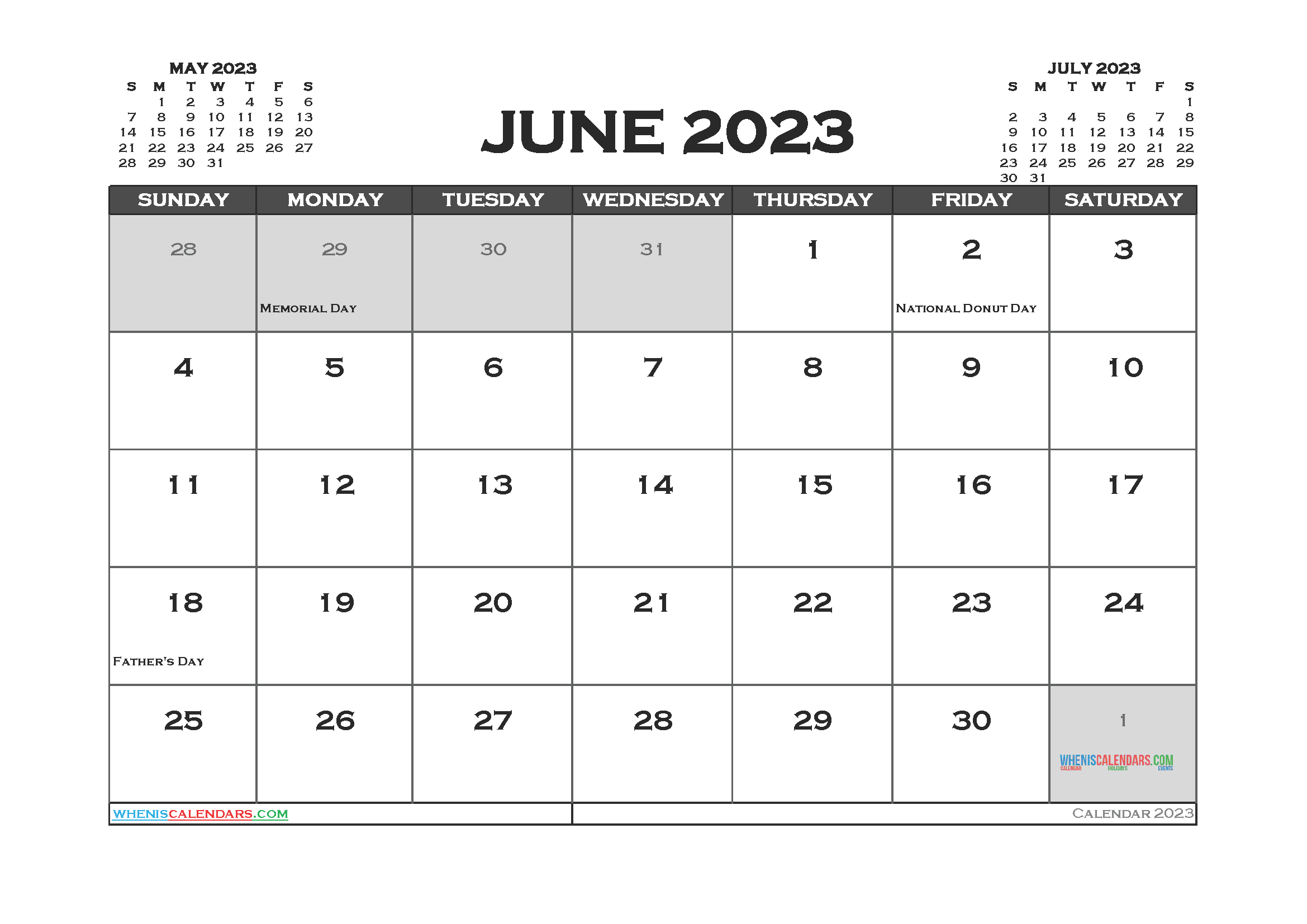Cute June 2023 Calendar Pdf And Image