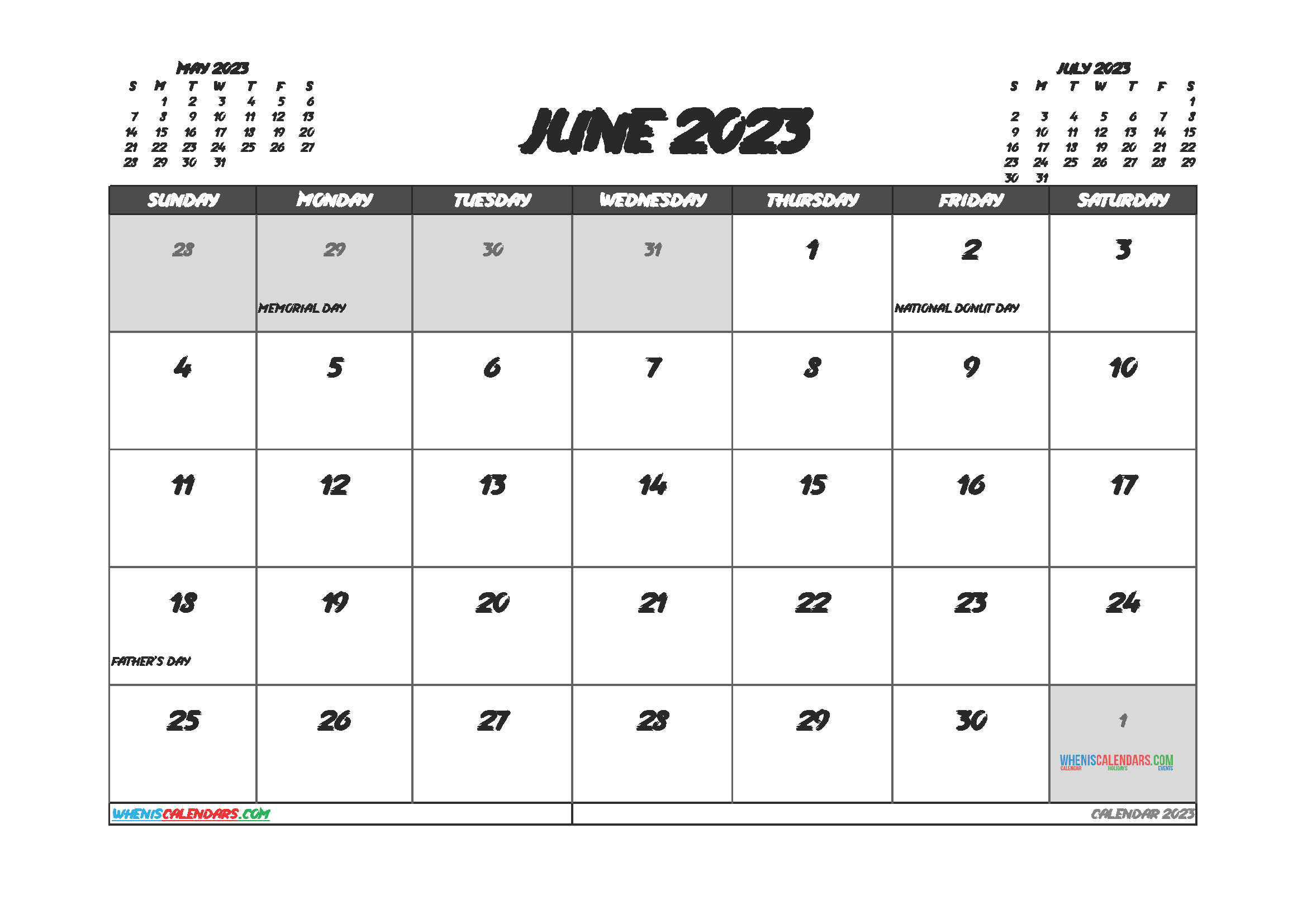 June 2023 Calendar Printable Free