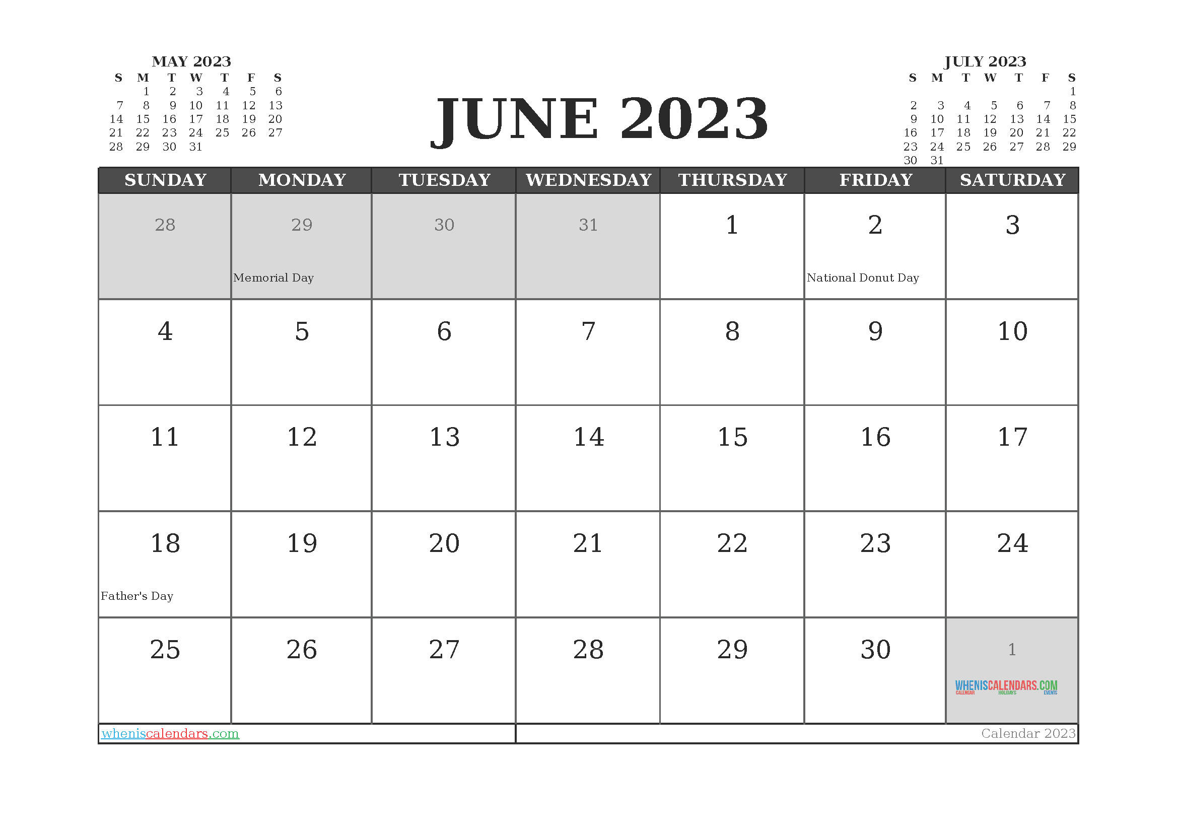 June 2023 Calendar Printable For Free