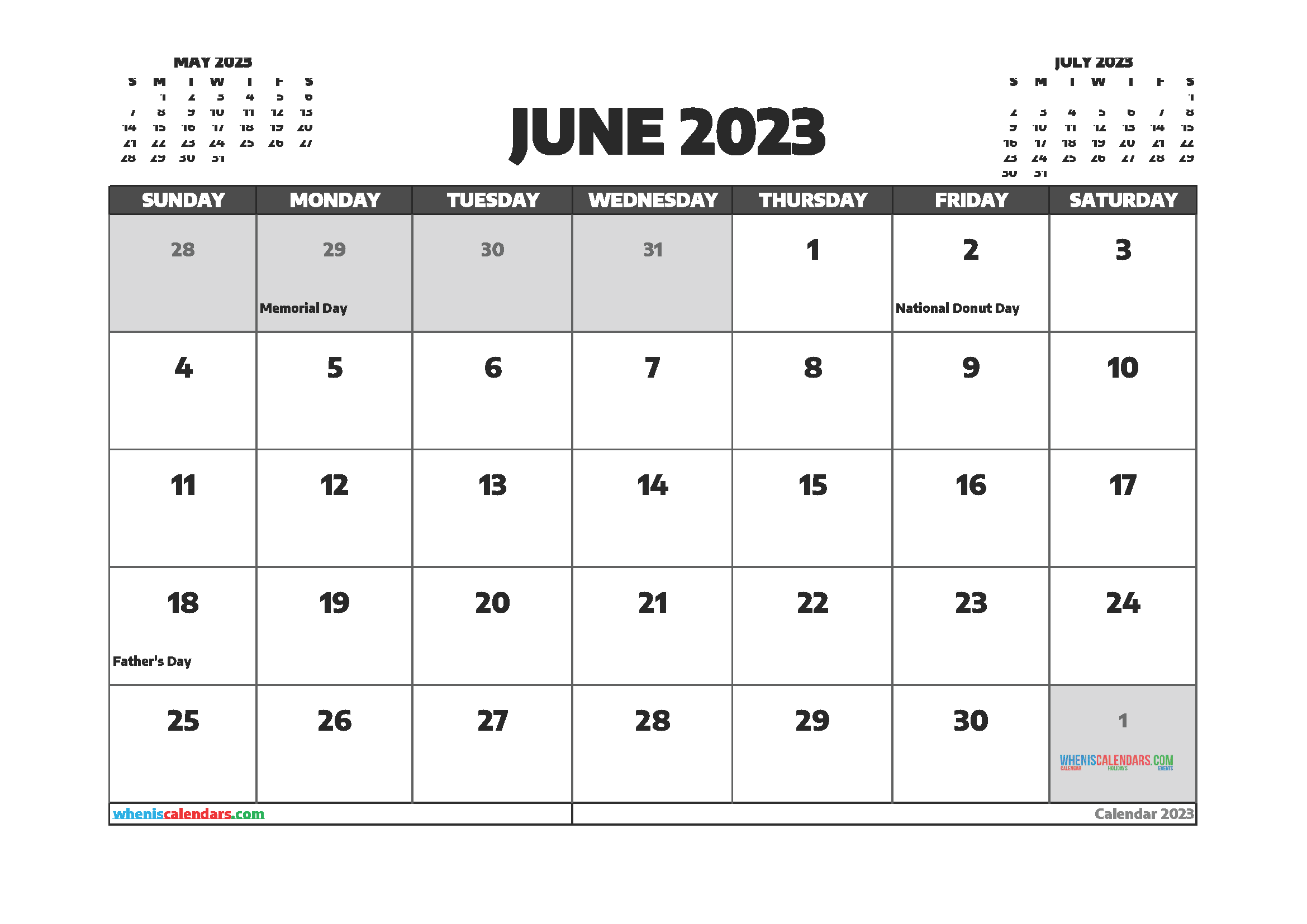 Free June 2023 Calendar Printable Cute
