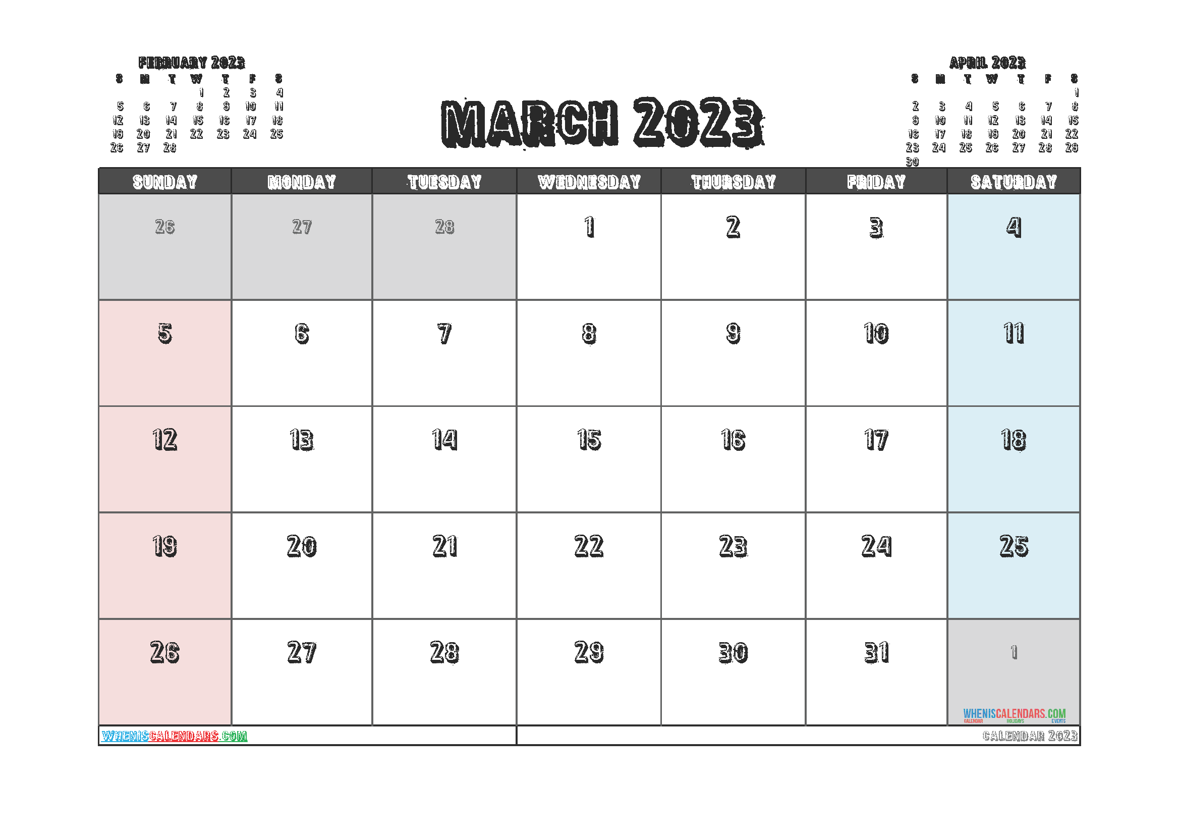 Editable March 2023 Calendar Printable
