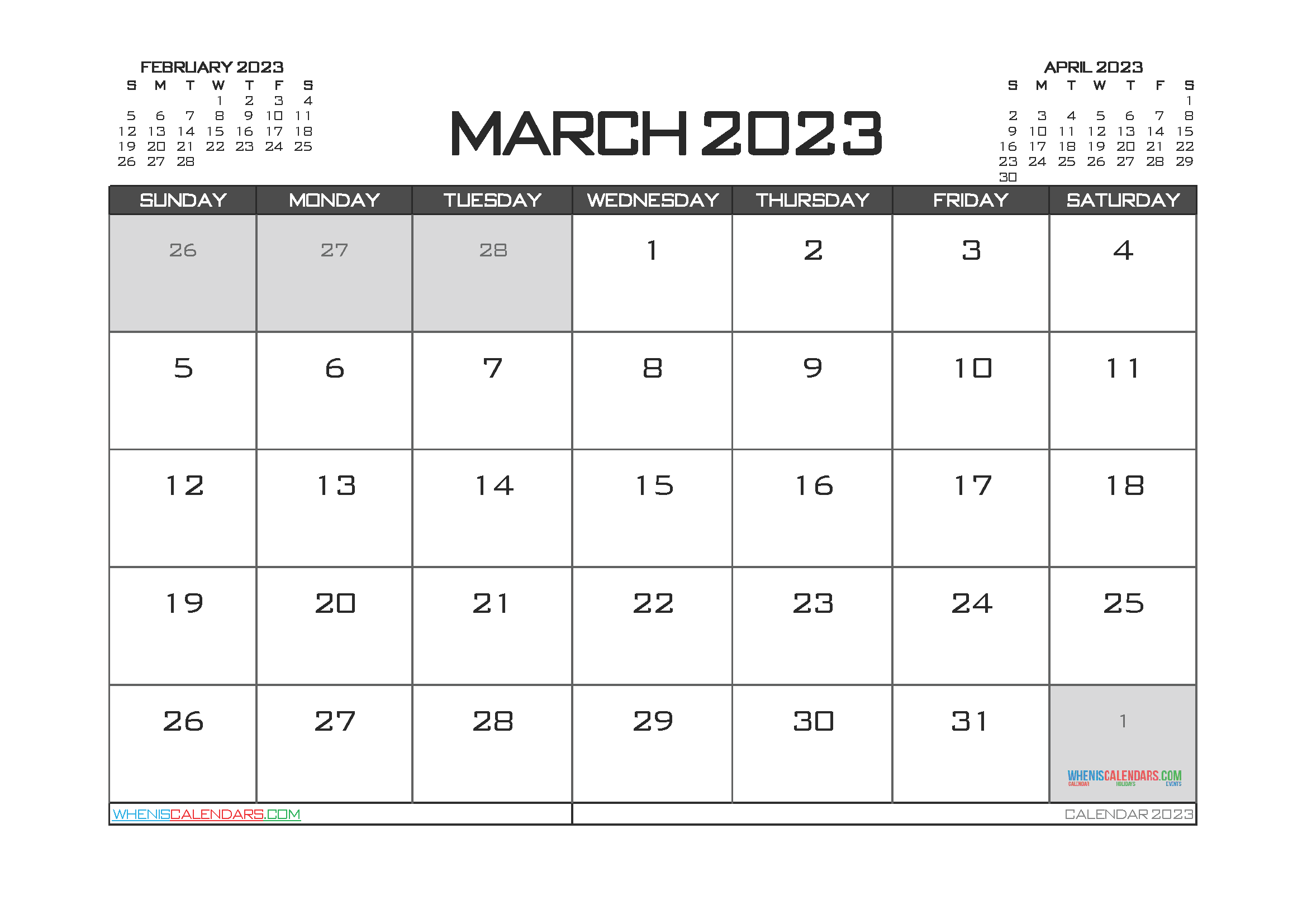 Editable Printable March 2023 Calendar