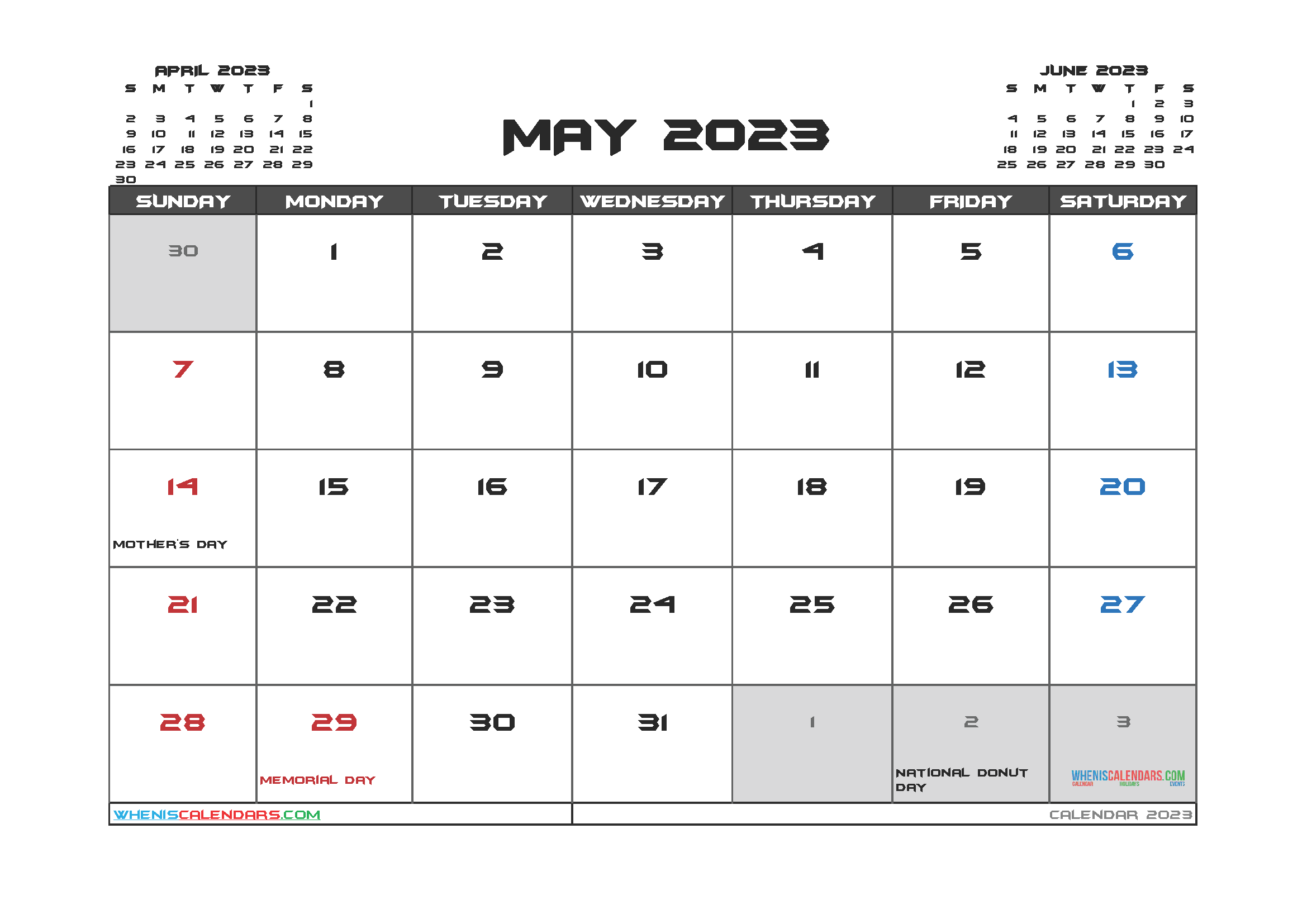Printable May 2023 Calendar PDF